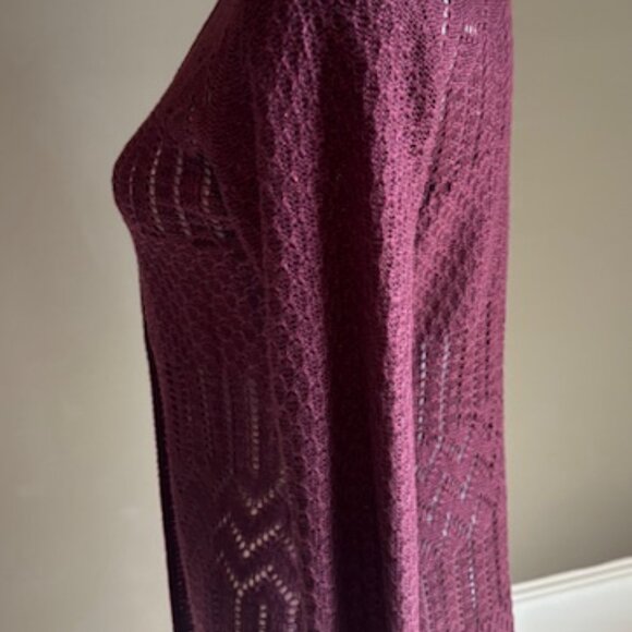 Love Ellie Burgandy Benhill Pointelle Duster Cardigan Medium Petite - Picture 8 of 10
